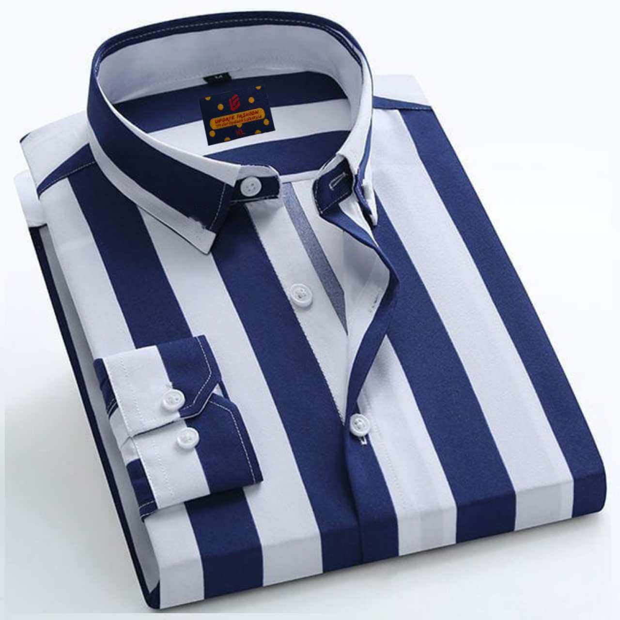 Men's long sleeve stripe / print shirt