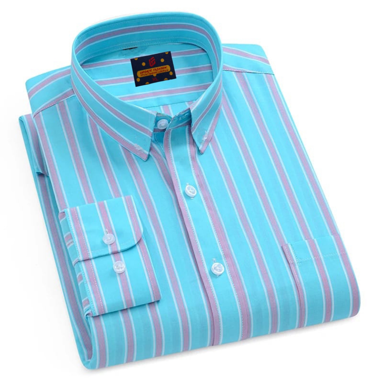 Men's long sleeve stripe / print shirt