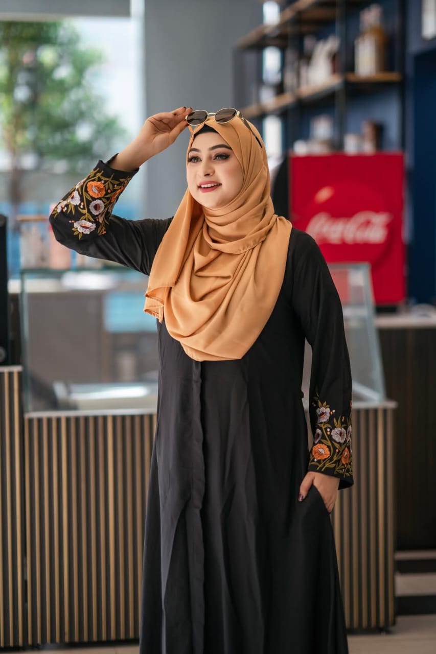 Dubai Cherry Embroidery Borka (Only Borka)