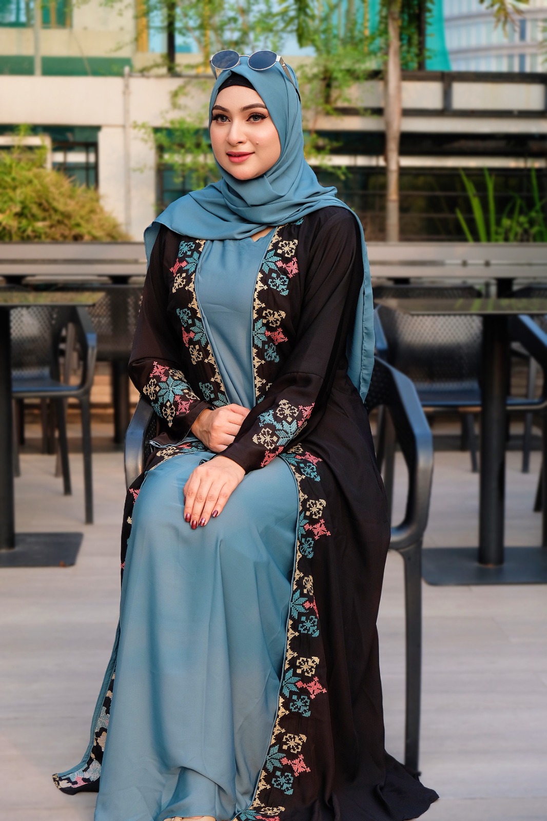 Dubai Cherry Adjust Koti Borka (with Hijab)