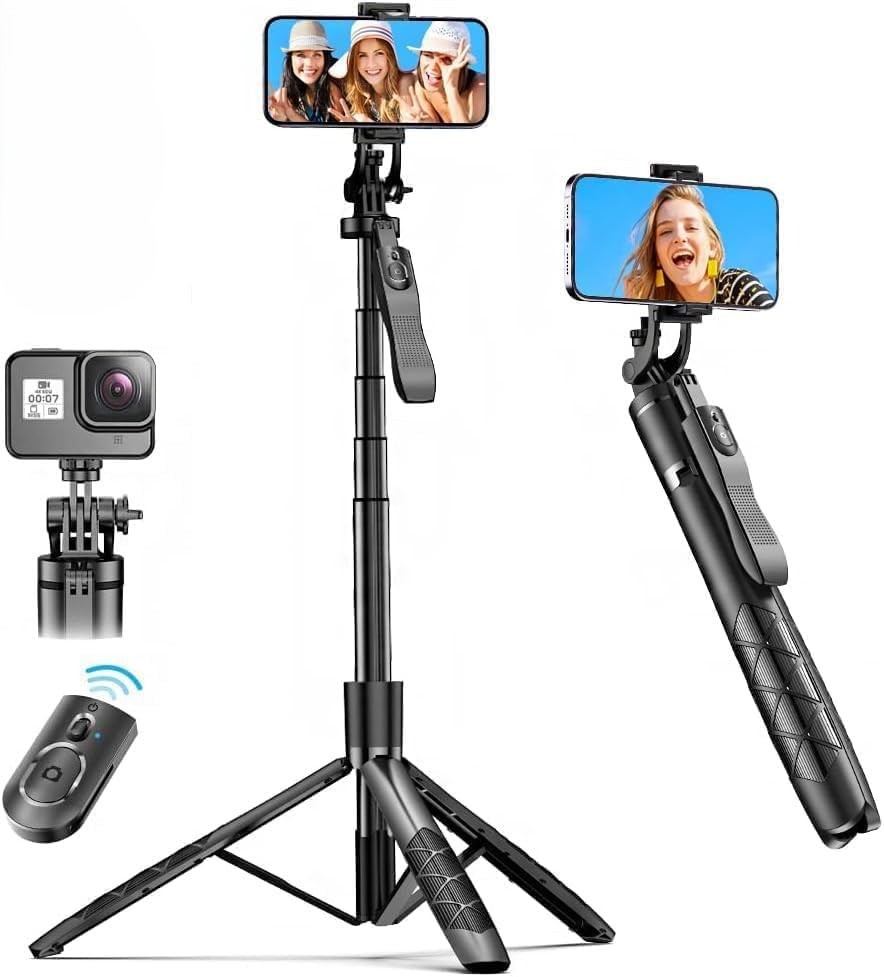 Long Video Stand Cum Selfie Stick Tripod with Remote - 360°