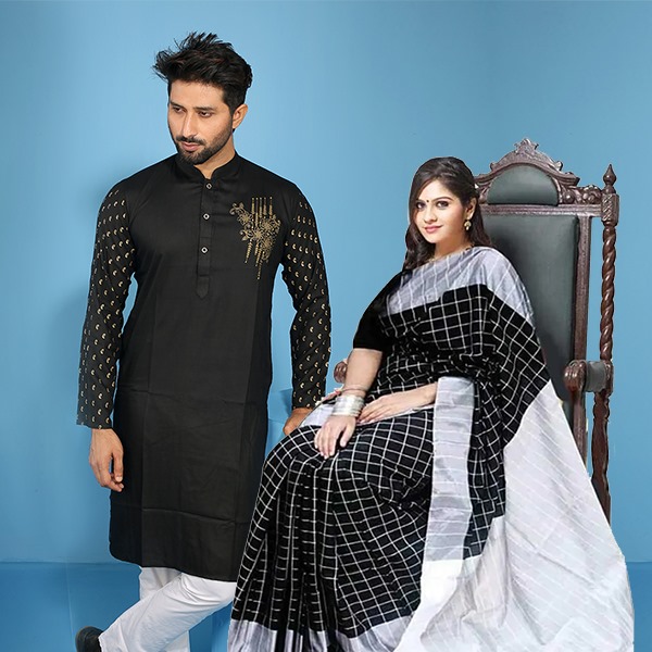 Premium Couple Set/Matching Dress/Traditionally Dress/Sari And Panjabi