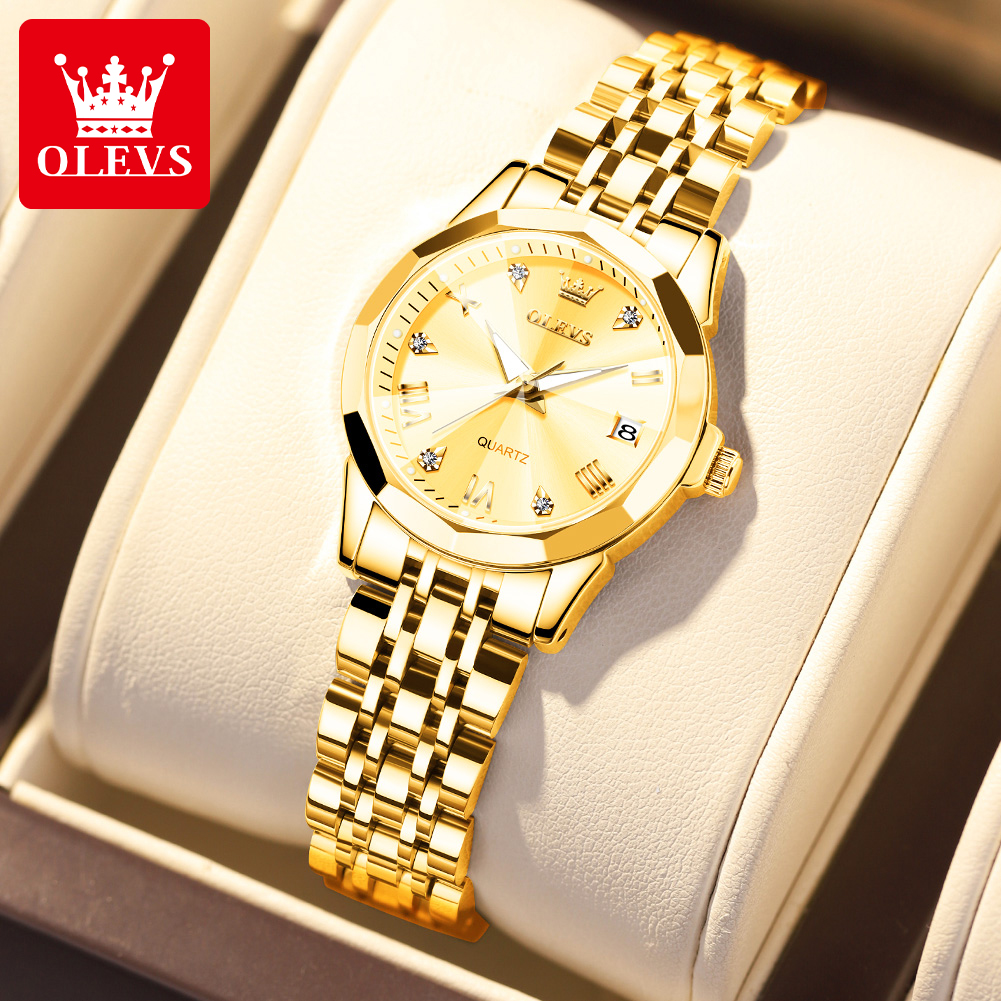 OLEVS Watch for Women Butter Fly Lock (golden)