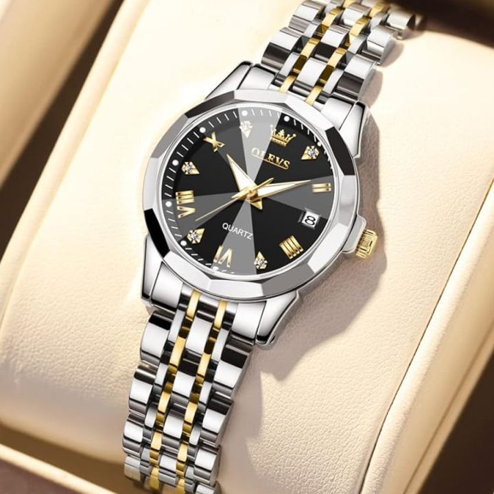 OLEVS Watch for Women Butter Fly Lock Black Dail