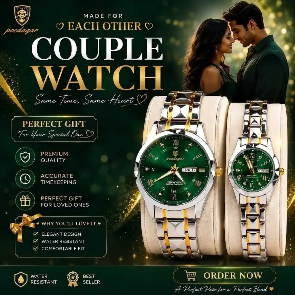 Poedagar Luxury Couple Watch (Water Resistant)
